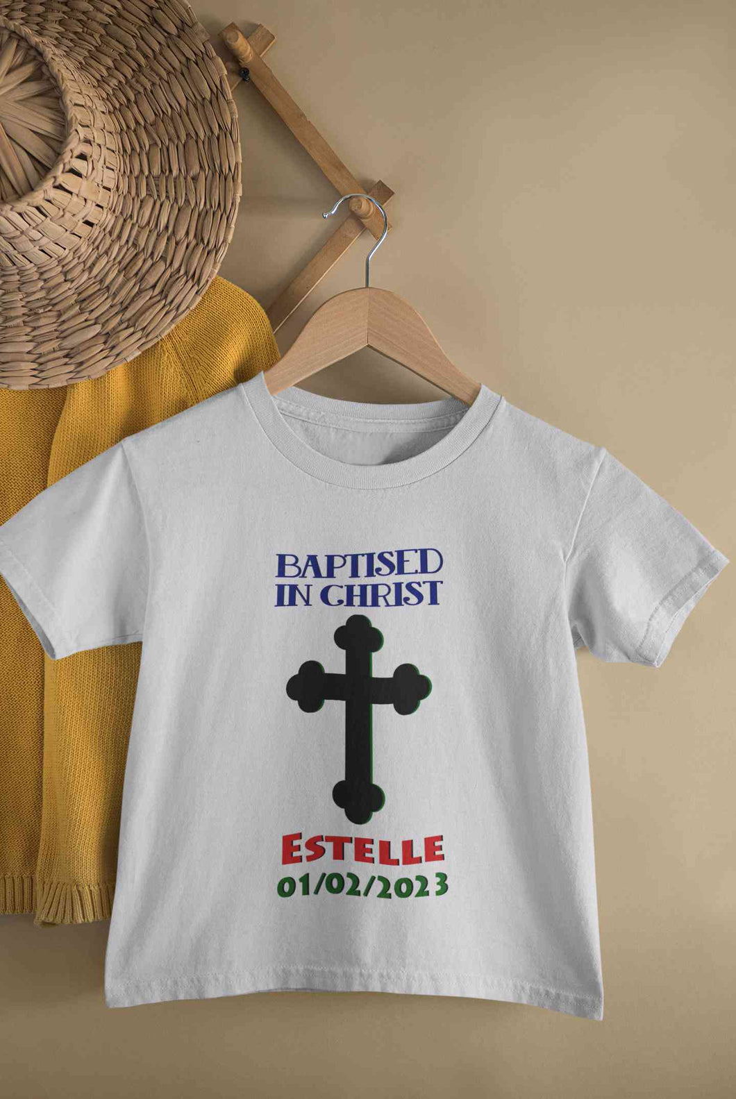 Custom Name And Date Baptised In Christ Christening Day Baptism Half Sleeves T-Shirt for Boy-KidsFashionVilla