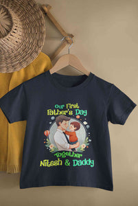 Custom Name Our First Father Day Half Sleeves T-Shirt for Boy-KidsFashionVilla