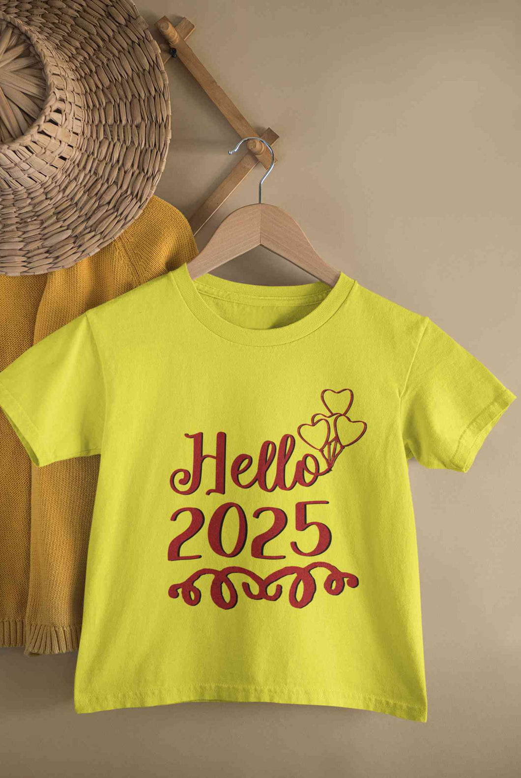 Hello 2025 New Year Half Sleeves T-Shirt For Girls -KidsFashionVilla