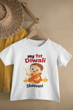 Load image into Gallery viewer, Custom Name My 1st Diwali Half Sleeves T-Shirt For Girls -KidsFashionVilla

