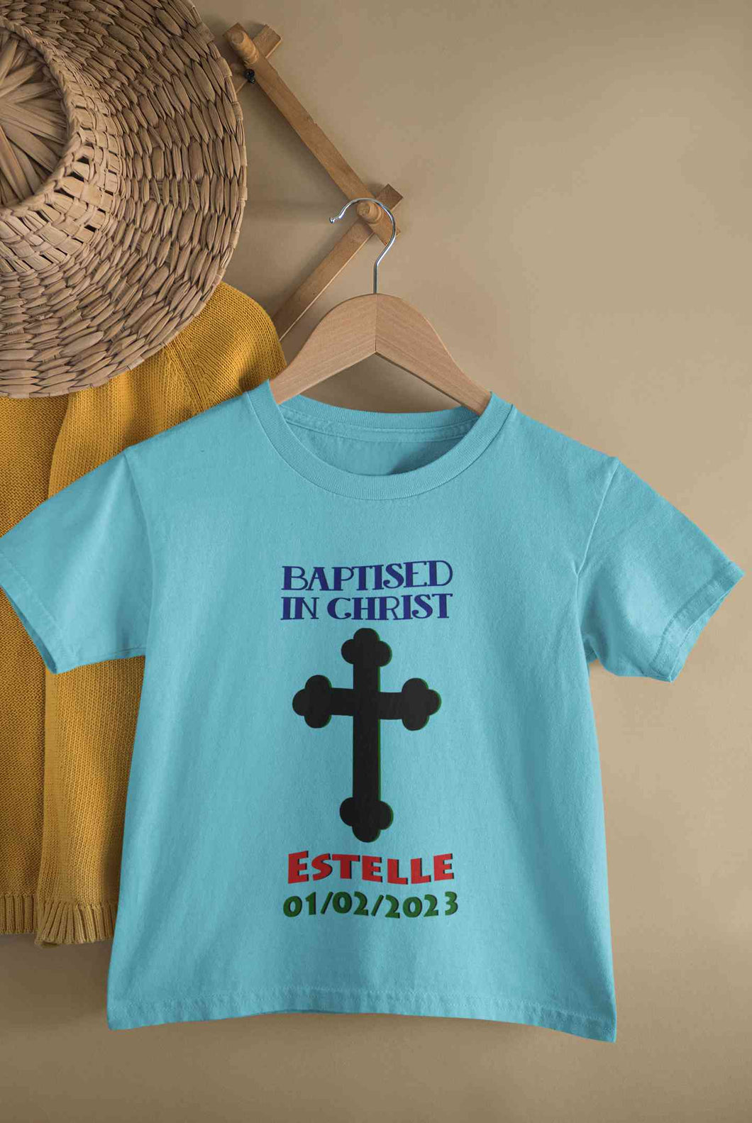 Custom Name And Date Baptised In Christ Christening Day Baptism Half Sleeves T-Shirt for Boy-KidsFashionVilla