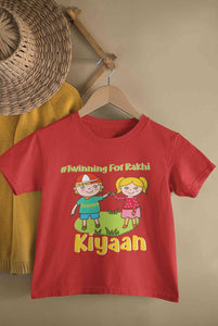 Custom Name Twinning For Rakhi Raksha Bandhan Half Sleeves T-Shirt for Boy-KidsFashionVilla