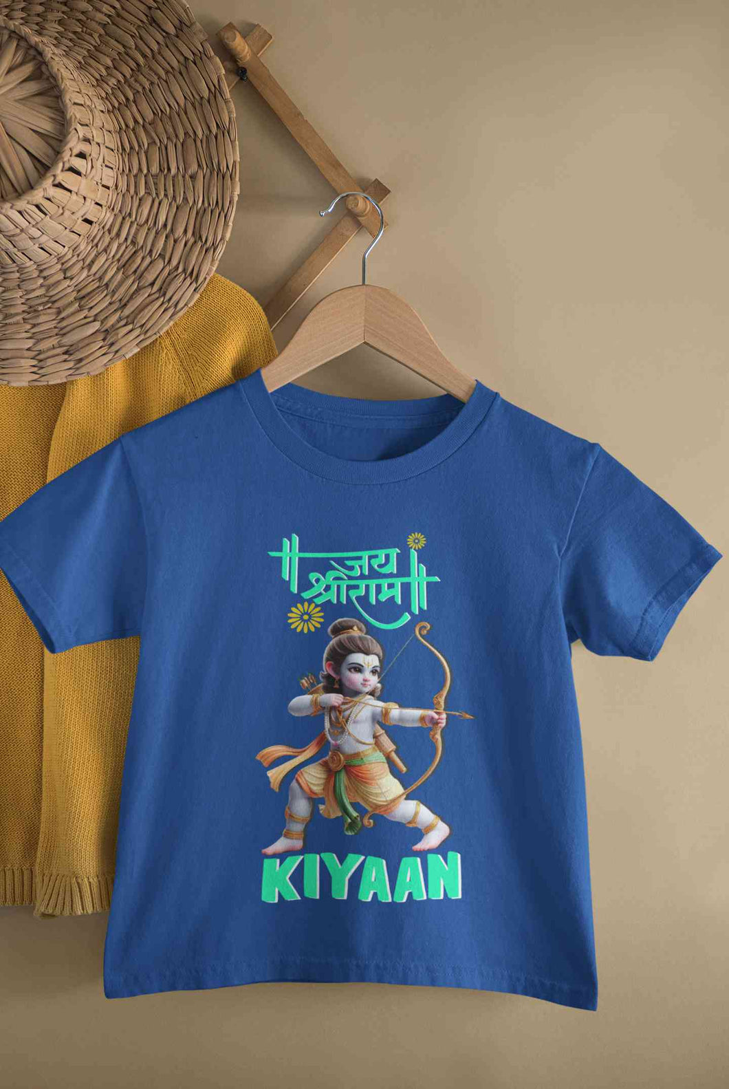 Custom Name Jai Shree Ram Half Sleeves T-Shirt for Boy-KidsFashionVilla