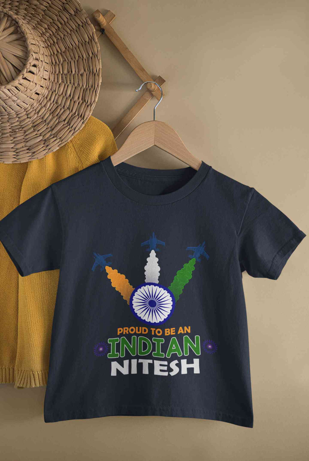 Custom Name Proud To Be An Indian Independence Day Half Sleeves T-Shirt for Boy-KidsFashionVilla