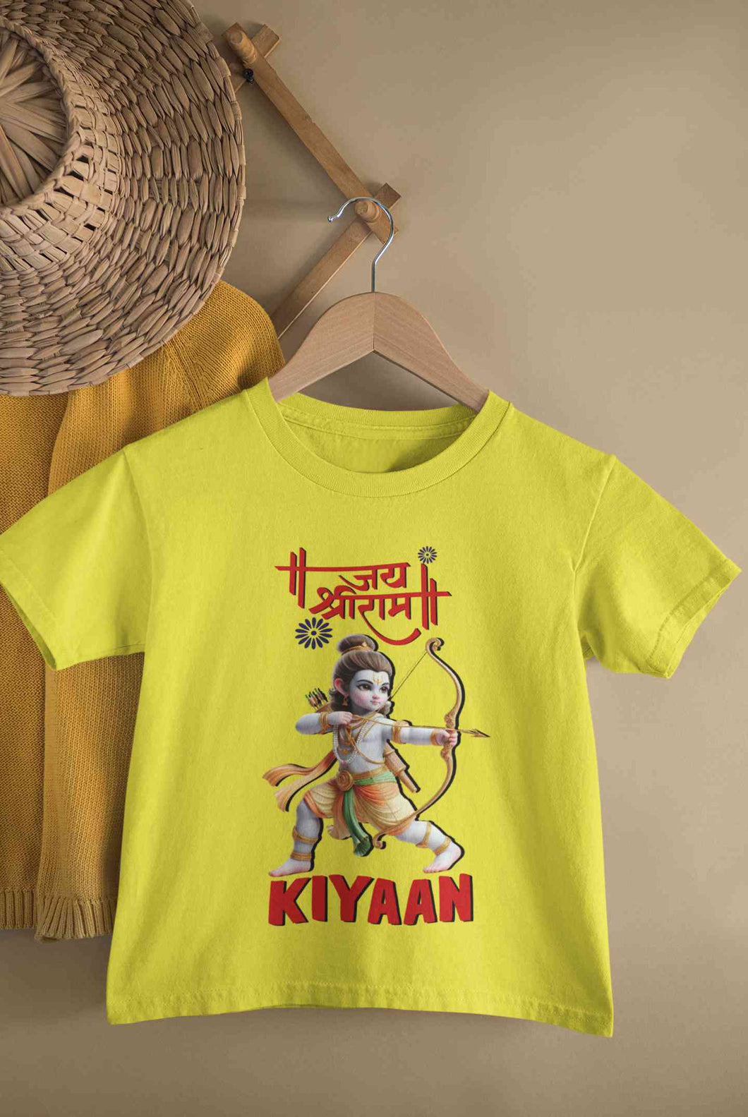 Custom Name Jai Shree Ram Half Sleeves T-Shirt for Boy-KidsFashionVilla