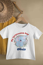 Load image into Gallery viewer, Custom Name Christening Day Baptism Half Sleeves T-Shirt For Girls -KidsFashionVilla
