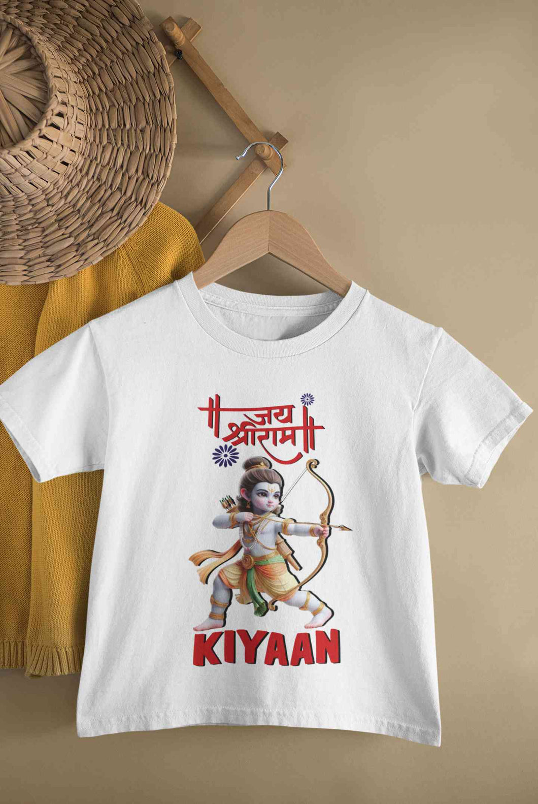 Custom Name Jai Shree Ram Half Sleeves T-Shirt for Boy-KidsFashionVilla