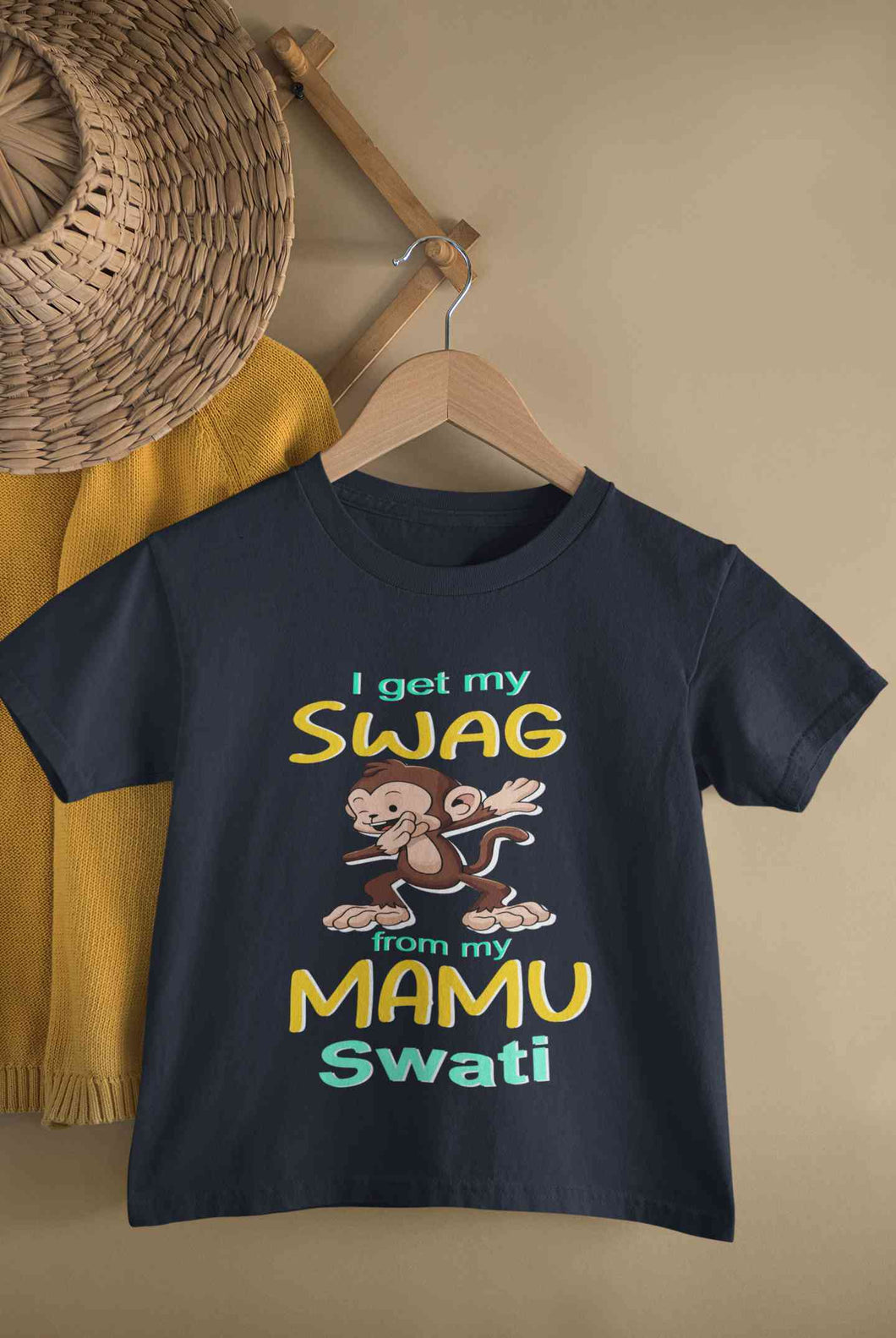 Custom Name Swag From My Mamu Half Sleeves T-Shirt For Girls -KidsFashionVilla