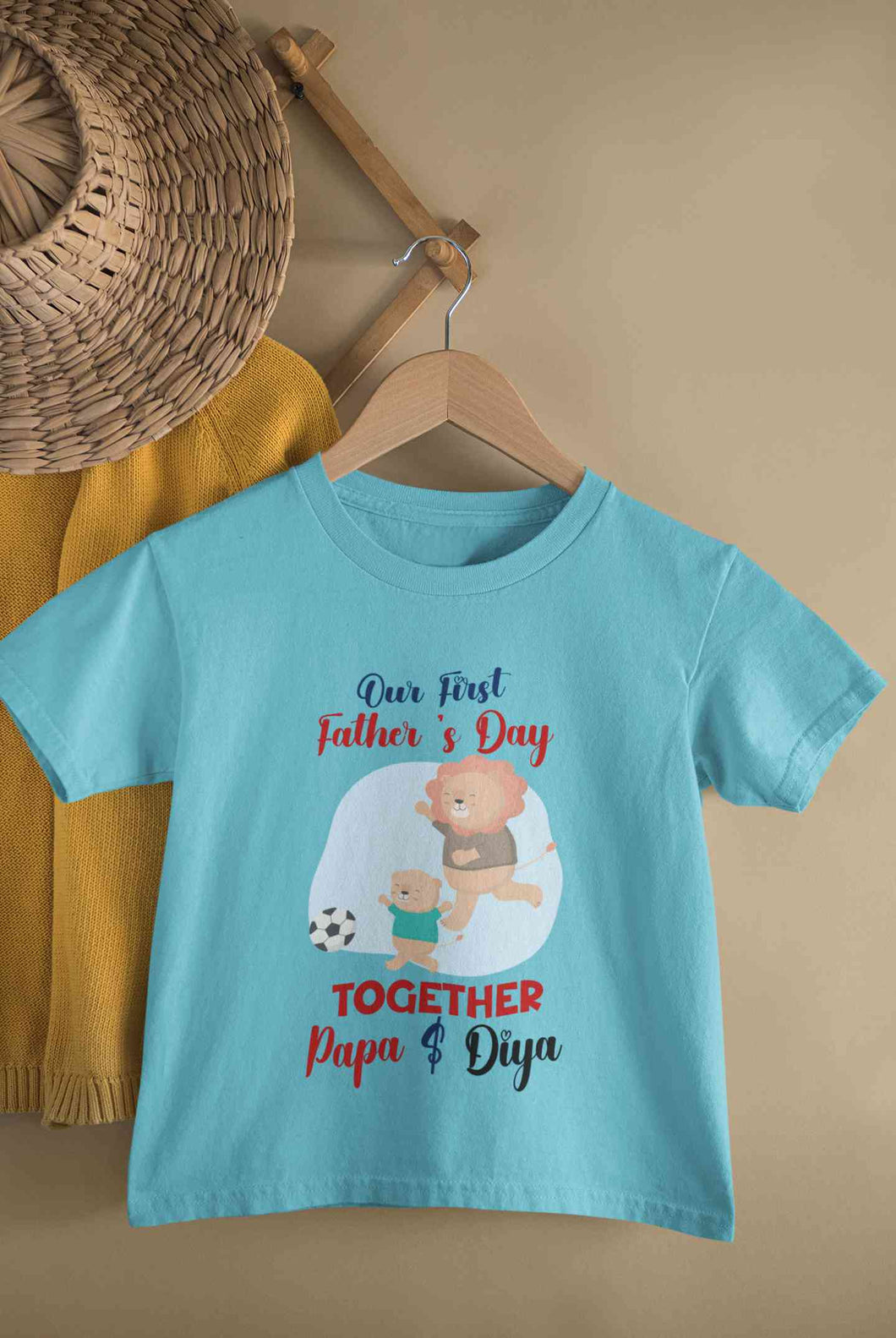 Custom Name Our First Father Day Half Sleeves T-Shirt For Girls -KidsFashionVilla