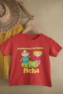 Custom Name Twinning For Rakhi Raksha Bandhan Half Sleeves T-Shirt For Girls -KidsFashionVilla