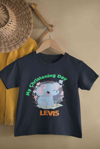 Custom Name Christening Day Baptism Half Sleeves T-Shirt for Boy-KidsFashionVilla