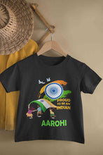 Load image into Gallery viewer, Custom Name Proud To Be An Indian Independence Day Half Sleeves T-Shirt For Girls -KidsFashionVilla
