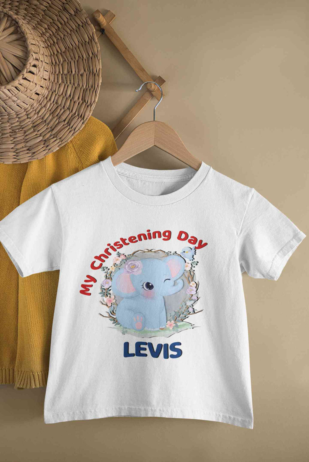 Custom Name Christening Day Baptism Half Sleeves T-Shirt for Boy-KidsFashionVilla