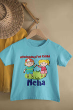 Load image into Gallery viewer, Custom Name Twinning For Rakhi Raksha Bandhan Half Sleeves T-Shirt For Girls -KidsFashionVilla
