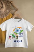 Load image into Gallery viewer, Custom Name Proud To Be An Indian Independence Day Half Sleeves T-Shirt For Girls -KidsFashionVilla
