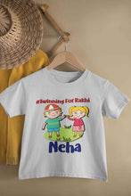 Load image into Gallery viewer, Custom Name Twinning For Rakhi Raksha Bandhan Half Sleeves T-Shirt For Girls -KidsFashionVilla
