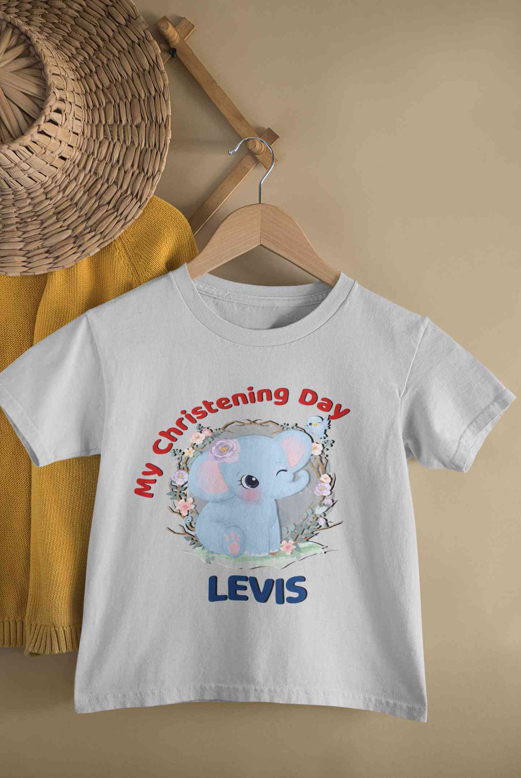 Custom Name Christening Day Baptism Half Sleeves T-Shirt for Boy-KidsFashionVilla