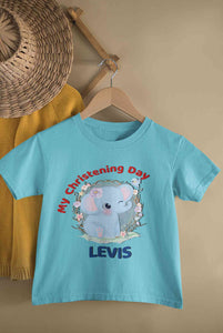 Custom Name Christening Day Baptism Half Sleeves T-Shirt for Boy-KidsFashionVilla