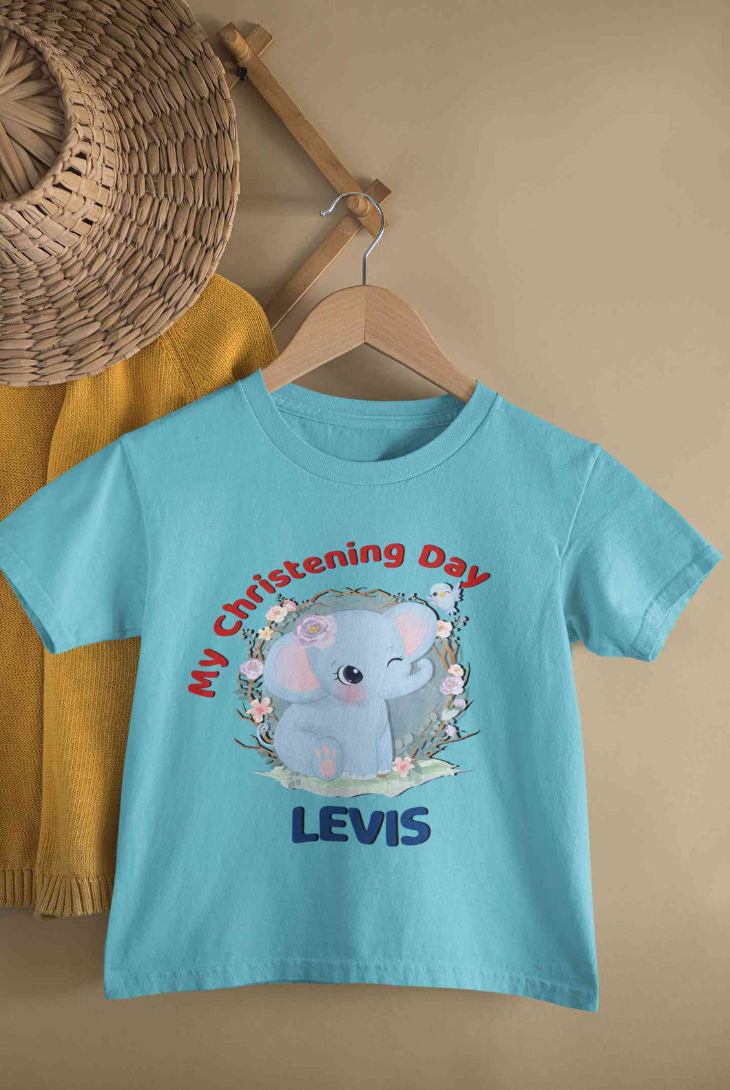 Custom Name Christening Day Baptism Half Sleeves T-Shirt for Boy-KidsFashionVilla