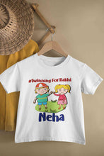 Load image into Gallery viewer, Custom Name Twinning For Rakhi Raksha Bandhan Half Sleeves T-Shirt For Girls -KidsFashionVilla
