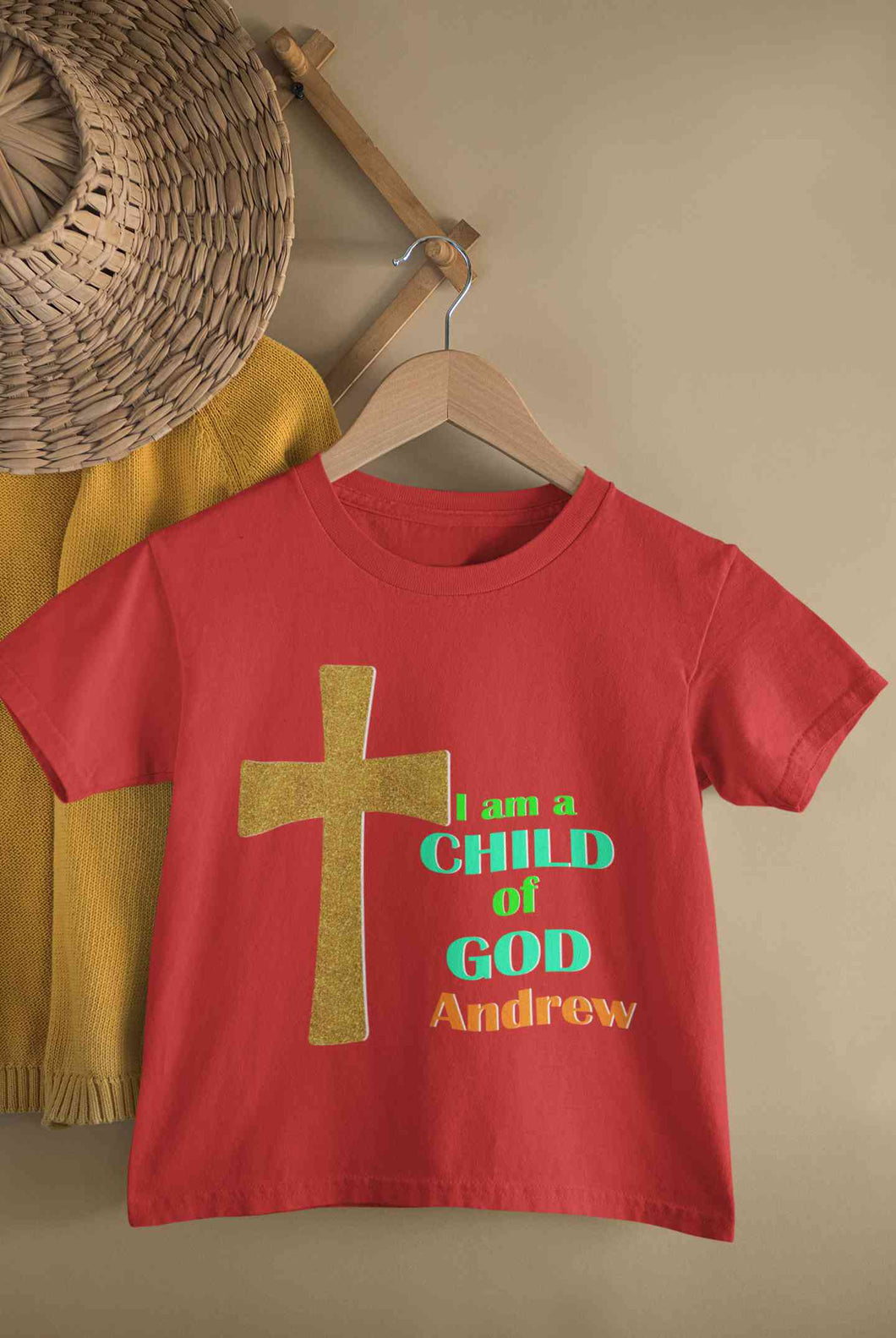 Custom Name Child Of God Baptism Christening Day Half Sleeves T-Shirt for Boy-KidsFashionVilla