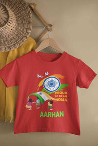 Custom Name Proud To Be An Indian Independence Day Half Sleeves T-Shirt for Boy-KidsFashionVilla