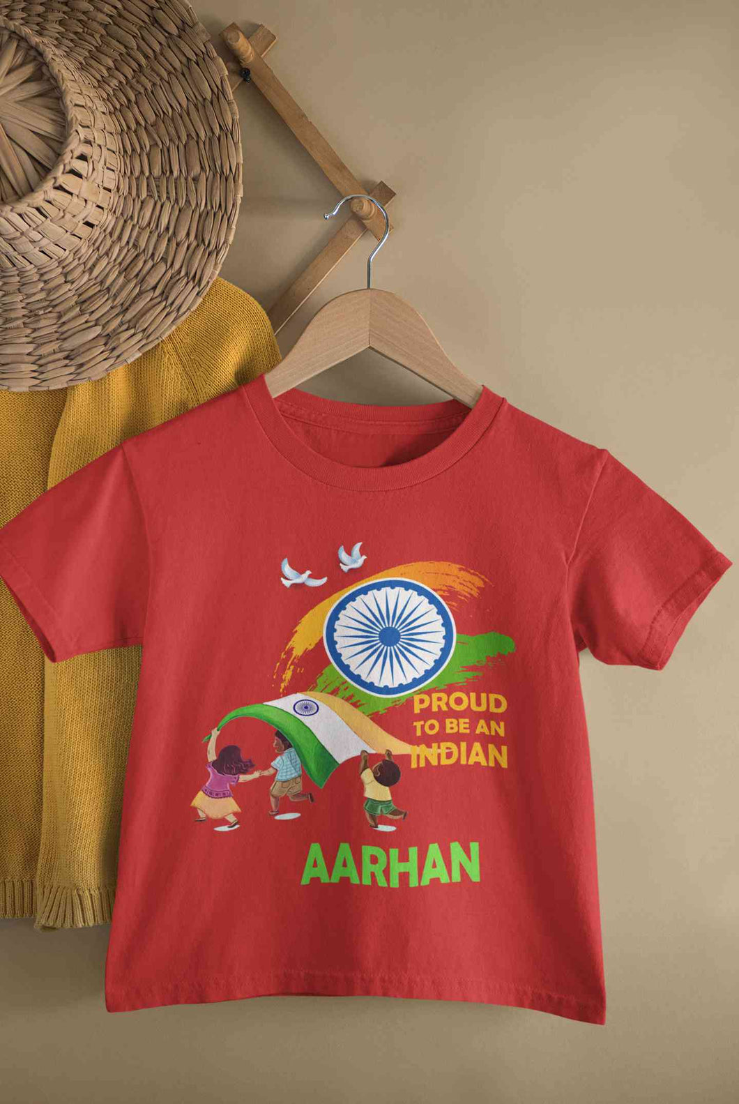 Custom Name Proud To Be An Indian Independence Day Half Sleeves T-Shirt for Boy-KidsFashionVilla
