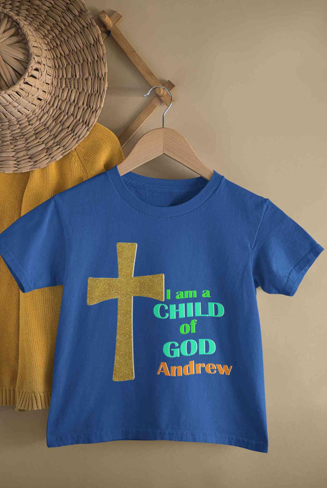 Custom Name Child Of God Baptism Christening Day Half Sleeves T-Shirt for Boy-KidsFashionVilla