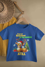 Load image into Gallery viewer, Custom Name Cutest Reindeer In The Sleigh Christmas Half Sleeves T-Shirt For Girls -KidsFashionVilla
