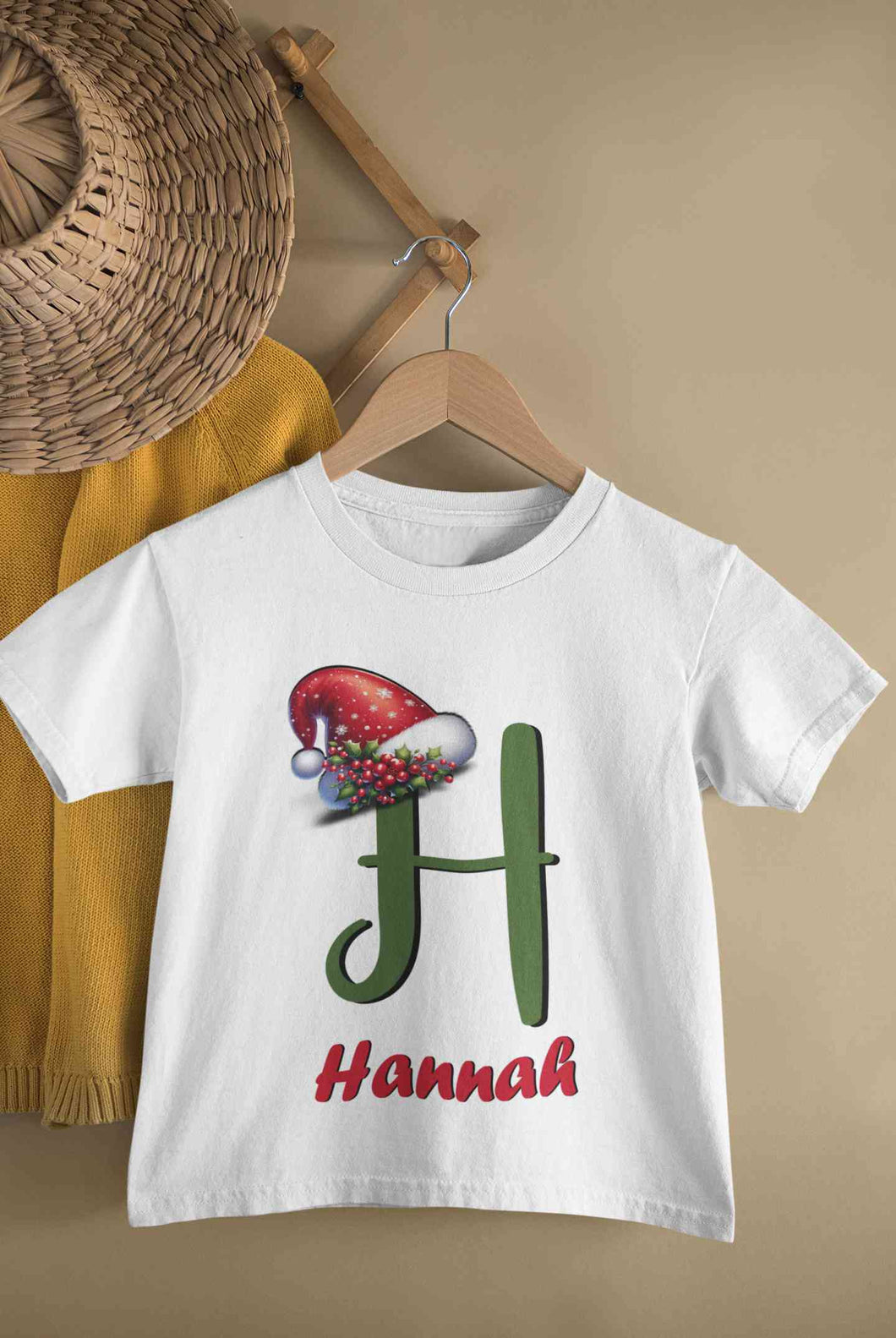 Custom Name Christmas Half Sleeves T-Shirt For Girls -KidsFashionVilla
