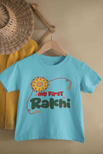 Load image into Gallery viewer, My First Meri Pehli Rakhi Raksha Bandhan Half Sleeves T-Shirt For Girls -KidsFashionVilla
