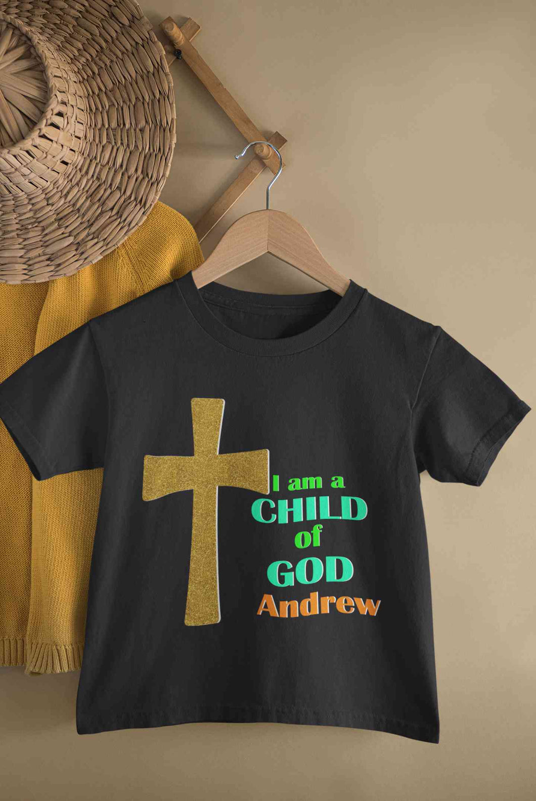 Custom Name Child Of God Baptism Christening Day Half Sleeves T-Shirt for Boy-KidsFashionVilla