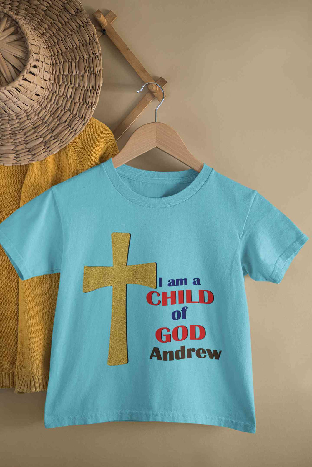 Custom Name Child Of God Baptism Christening Day Half Sleeves T-Shirt for Boy-KidsFashionVilla