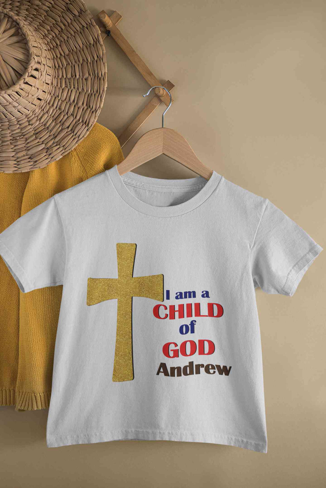 Custom Name Child Of God Baptism Christening Day Half Sleeves T-Shirt for Boy-KidsFashionVilla