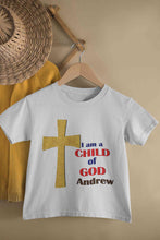 Load image into Gallery viewer, Custom Name Child Of God Baptism Christening Day Half Sleeves T-Shirt For Girls -KidsFashionVilla
