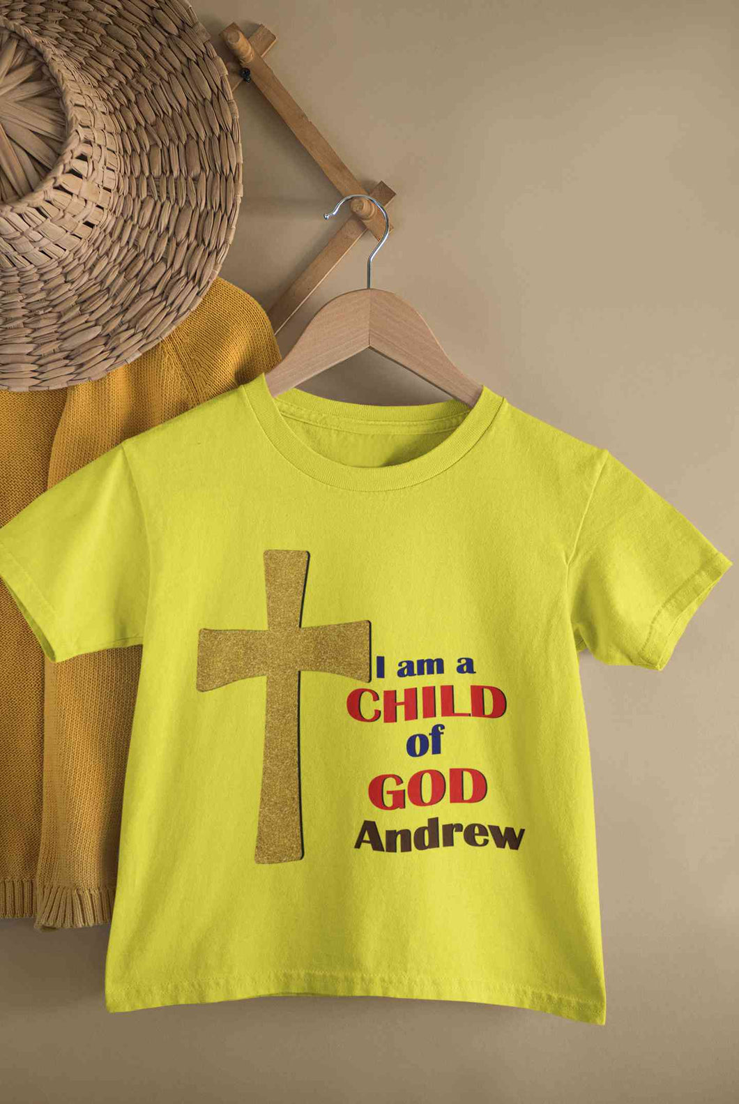 Custom Name Child Of God Baptism Christening Day Half Sleeves T-Shirt for Boy-KidsFashionVilla