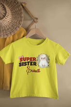 Load image into Gallery viewer, Custom Name Super Sister Raksha Bandhan Half Sleeves T-Shirt For Girls -KidsFashionVilla

