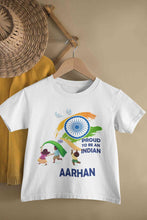 Load image into Gallery viewer, Custom Name Proud To Be An Indian Independence Day Half Sleeves T-Shirt for Boy-KidsFashionVilla
