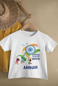 Custom Name Proud To Be An Indian Independence Day Half Sleeves T-Shirt for Boy-KidsFashionVilla