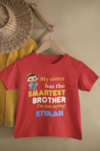 Load image into Gallery viewer, Custom Name My Sister Has The Smartest Brother Raksha Bandhan Rompers Half Sleeves T-Shirt for Boy-KidsFashionVilla
