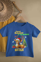 Load image into Gallery viewer, Custom Name Cutest Reindeer In The Sleigh Christmas Half Sleeves T-Shirt for Boy-KidsFashionVilla
