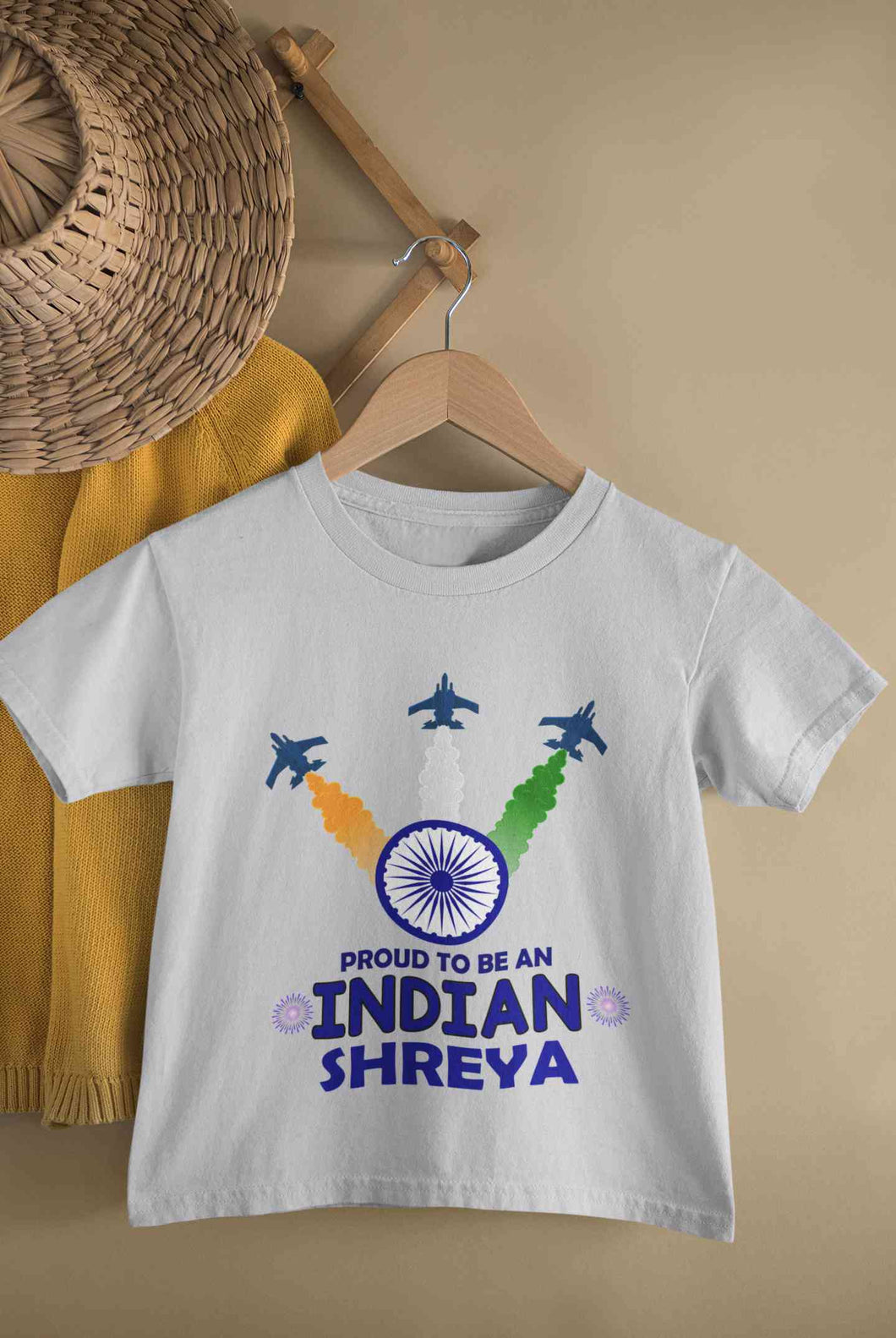 Custom Name Proud To Be An Indian Independence Day Half Sleeves T-Shirt For Girls -KidsFashionVilla