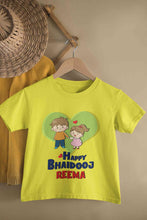 Load image into Gallery viewer, Custom Name Happy Bhai Dooj Half Sleeves T-Shirt For Girls -KidsFashionVilla
