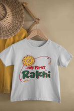 Load image into Gallery viewer, My First Meri Pehli Rakhi Raksha Bandhan Half Sleeves T-Shirt For Girls -KidsFashionVilla
