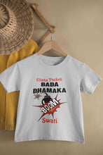 Load image into Gallery viewer, Custom Name Chota Packet Bada Dhamaka Diwali Half Sleeves T-Shirt For Girls -KidsFashionVilla
