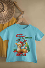 Load image into Gallery viewer, Custom Name Cutest Reindeer In The Sleigh Christmas Half Sleeves T-Shirt for Boy-KidsFashionVilla
