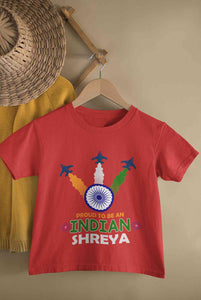 Custom Name Proud To Be An Indian Independence Day Half Sleeves T-Shirt For Girls -KidsFashionVilla