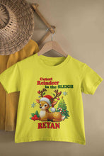 Load image into Gallery viewer, Custom Name Cutest Reindeer In The Sleigh Christmas Half Sleeves T-Shirt for Boy-KidsFashionVilla

