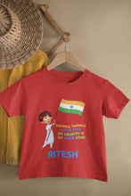 Load image into Gallery viewer, Custom Name My Country Is My Superstar Independence Day Half Sleeves T-Shirt for Boy-KidsFashionVilla
