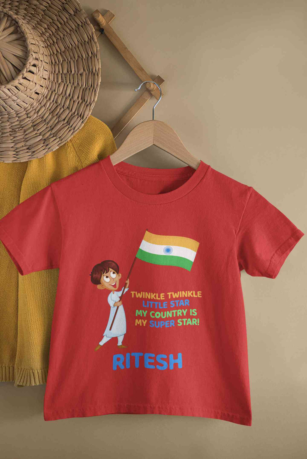 Custom Name My Country Is My Superstar Independence Day Half Sleeves T-Shirt for Boy-KidsFashionVilla